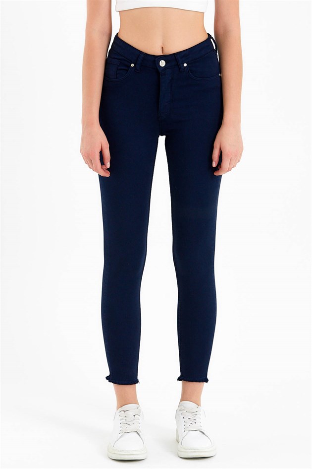 High Waisted Super Skinny Fit Jeans in Navy