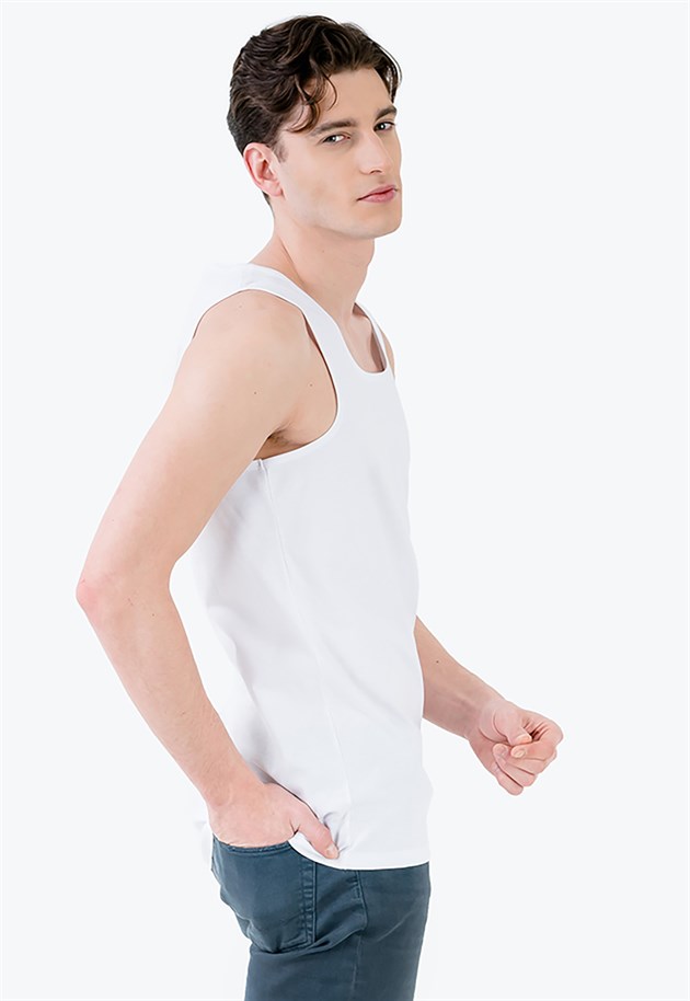 Plain Designed Organic Cotton Vest in White