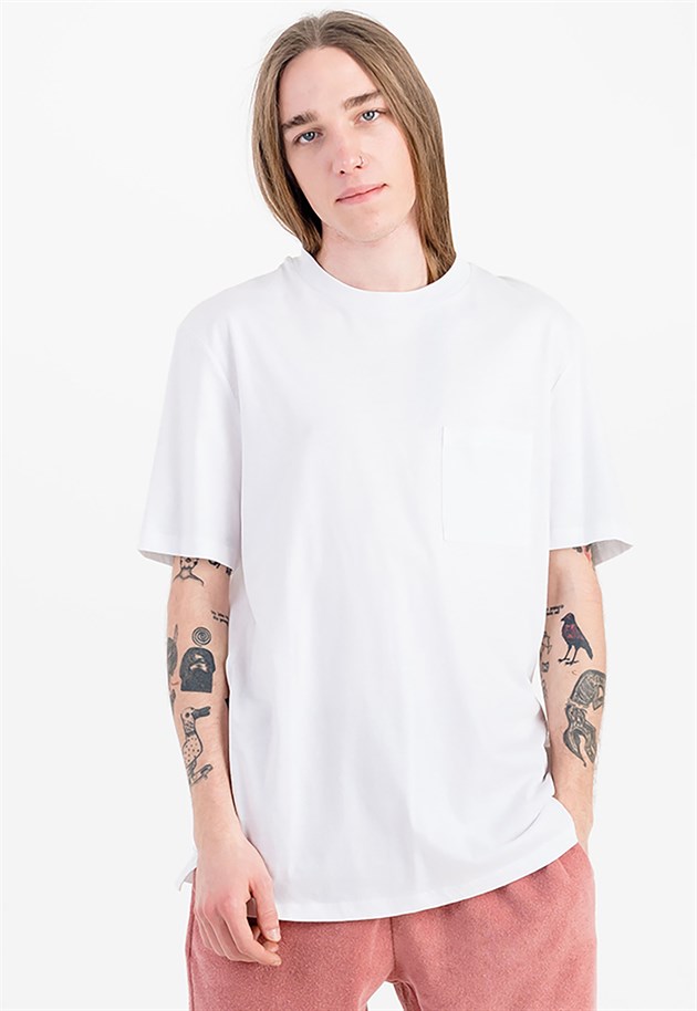Blank T-shirt in White with Chest Pocket