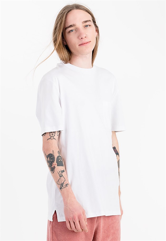 Blank T-shirt in White with Chest Pocket