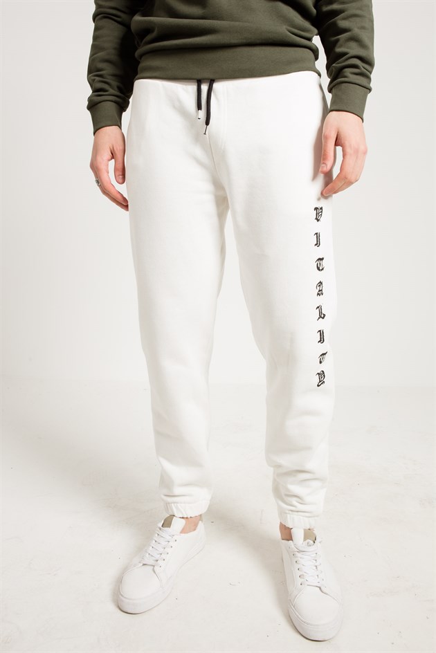 Printed Oversized Jogger in White