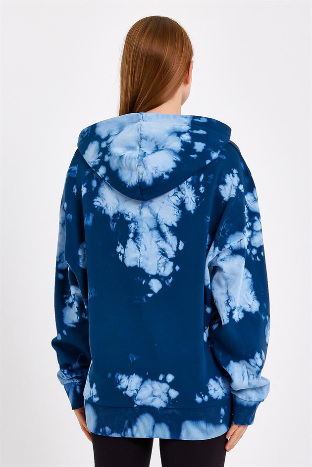 Batik Yıkamalı Mavi Oversize Sweatshirt