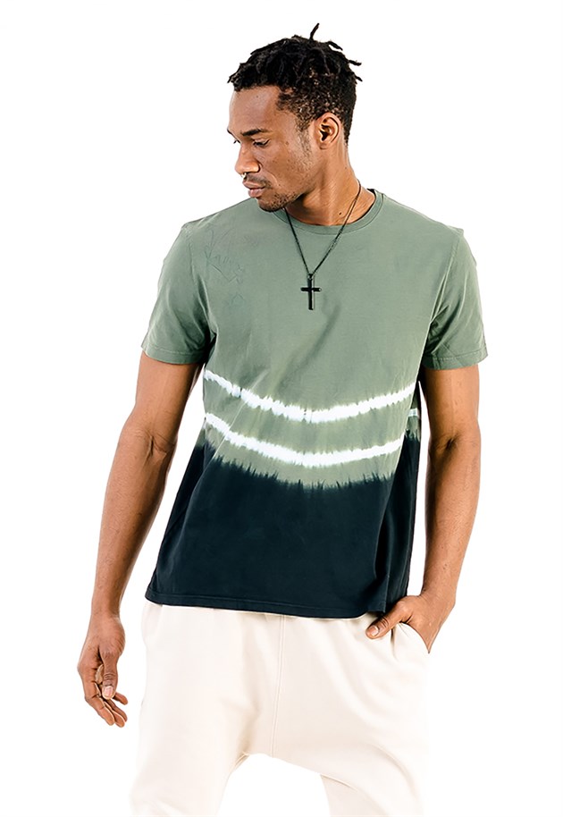 Tie Dyed T-shirt in Khaki with Short Sleeves