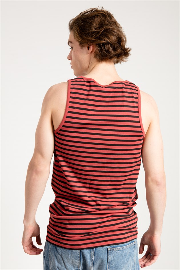 Sleeveless T-shirt in Red in Stripe Print