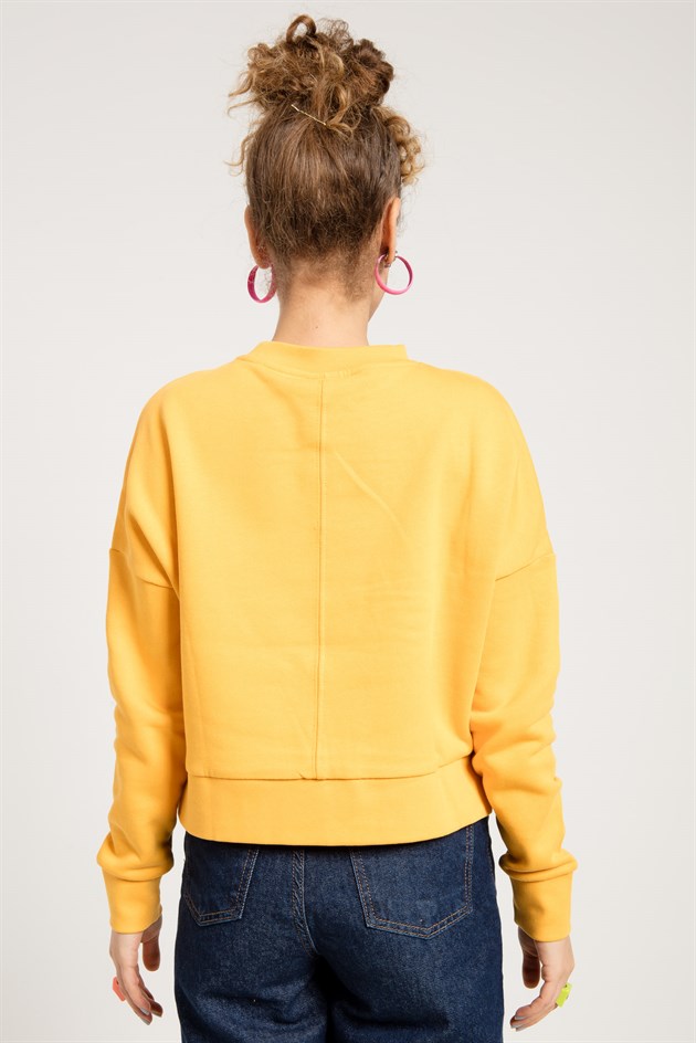 Dropped Shoulder Sweatshirt in Yellow with Side Splits
