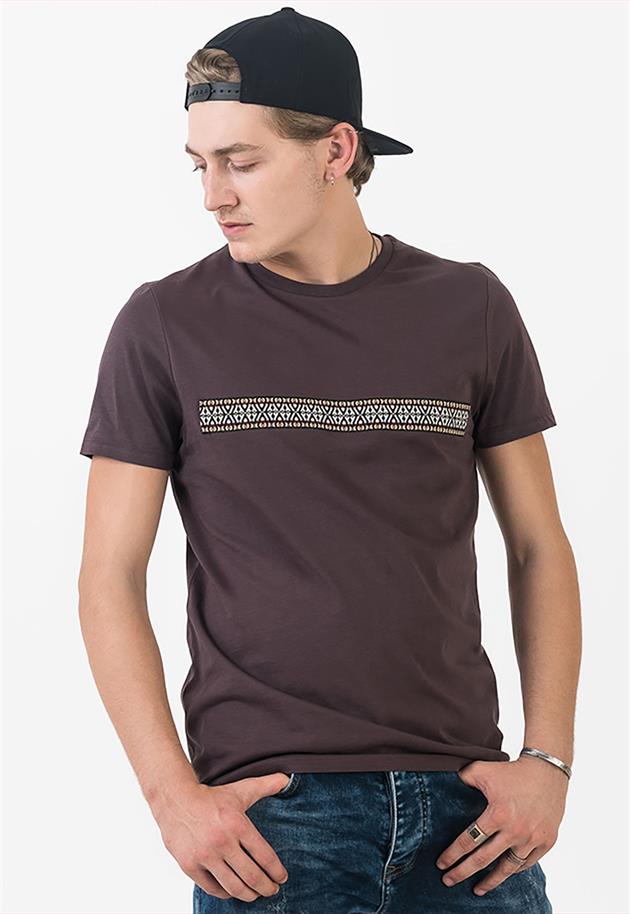 Aztec Striped T-shirt in Brown