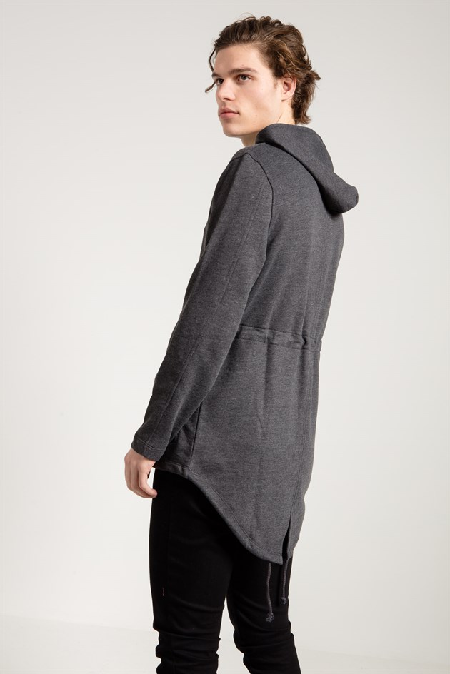Zipped Hoodie in Charcoal with Side Pockets