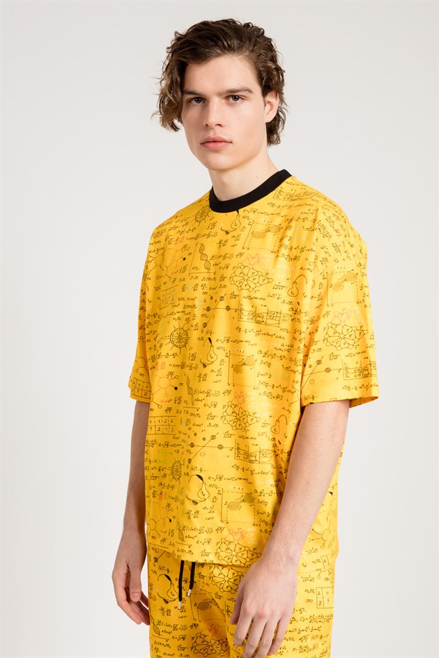 Formula Print Oversized Co-ord Jogger in Yellow