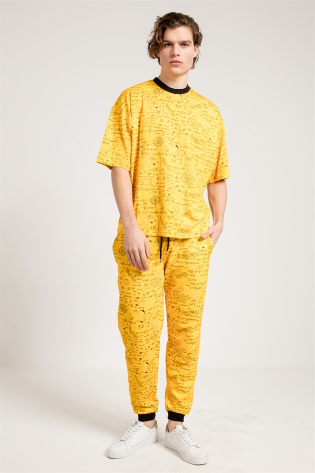 Formula Print Oversized Jogger in Yellow