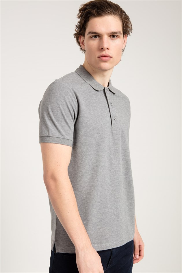 Polo Collared T-shirt in Grey