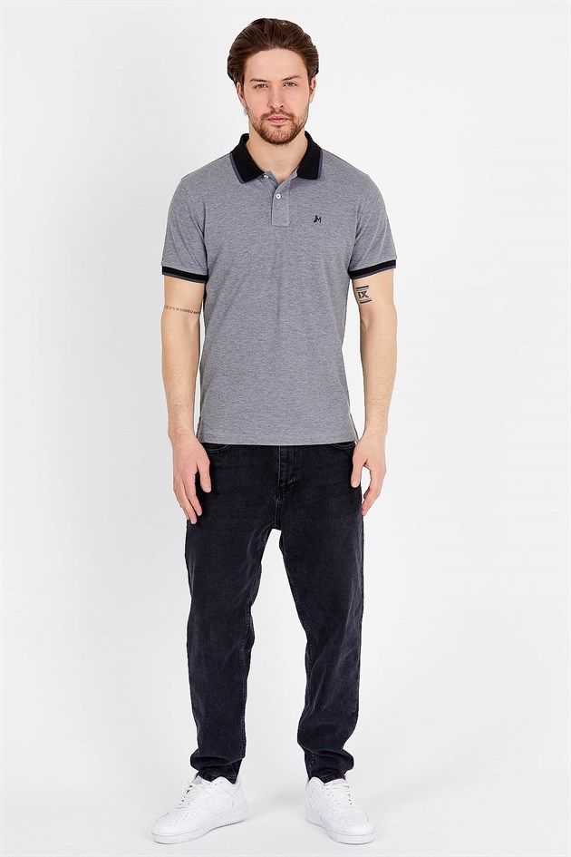 Polo T-shirt in Grey with Short Sleeves