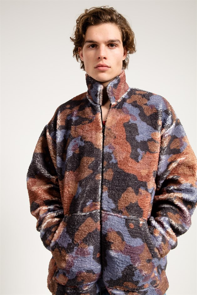 Teddy Bear Jacket with Camouflage Print