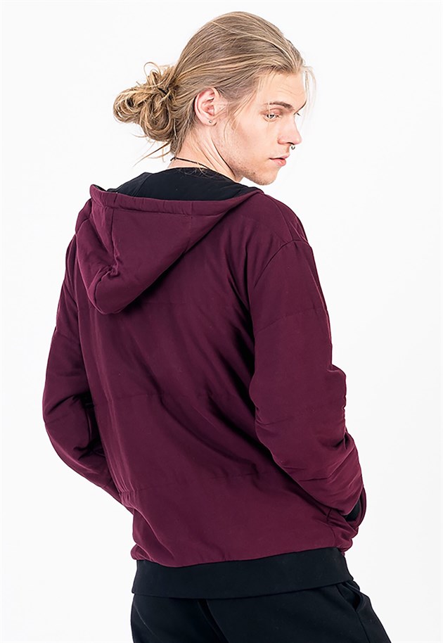Quilted Hoodie in Oxblood with Pockets