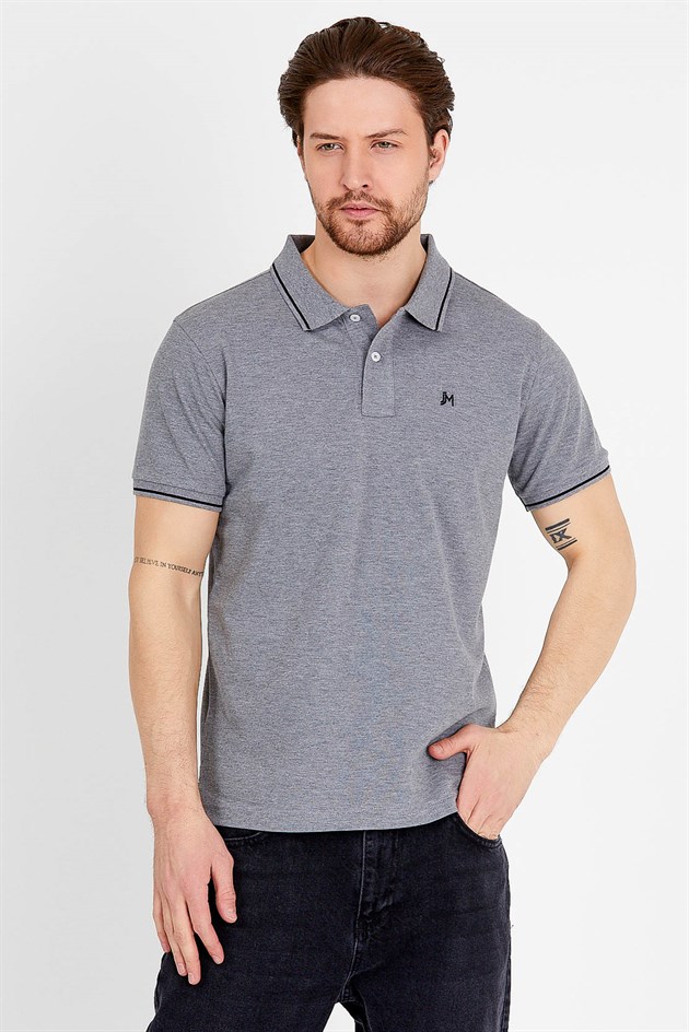 Polo  T-shirt in Grey with Short Sleeves