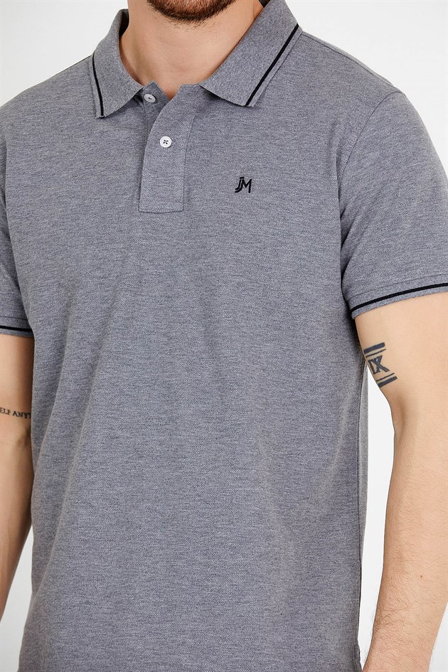 Polo  T-shirt in Grey with Short Sleeves