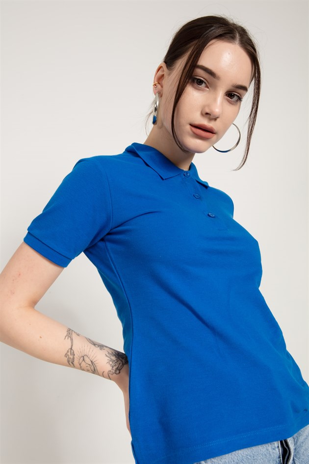 Mavi Kısa Kollu Polo Yaka T-shirt