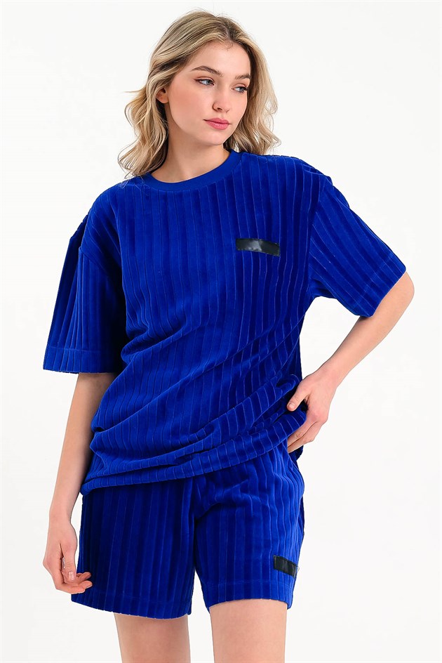 Basic Velvet T-shirt in Blue