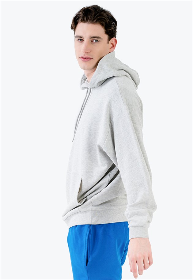 Oversized Hoodie in Grey with Pouch Pocket