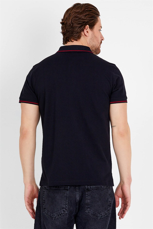 Polo T-shirt in Black with Short Sleeves