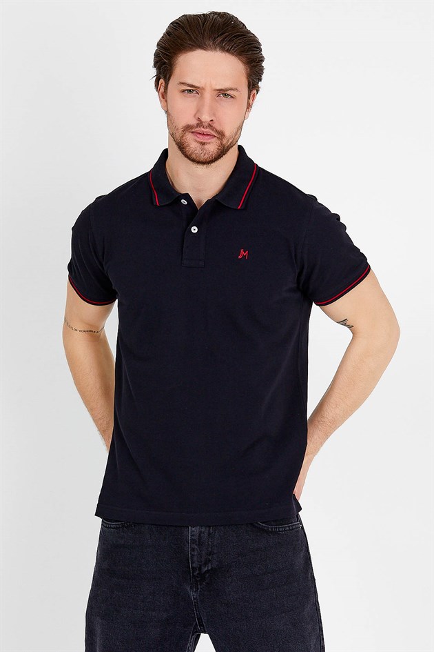 Polo T-shirt in Black with Short Sleeves