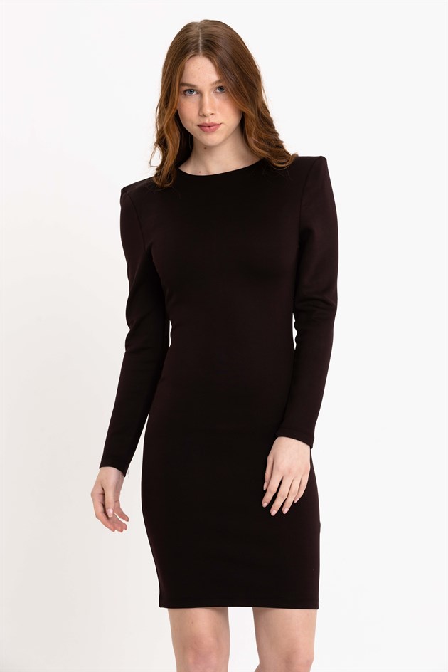 Siyah Vatkalı Bodycon Mini Elbise