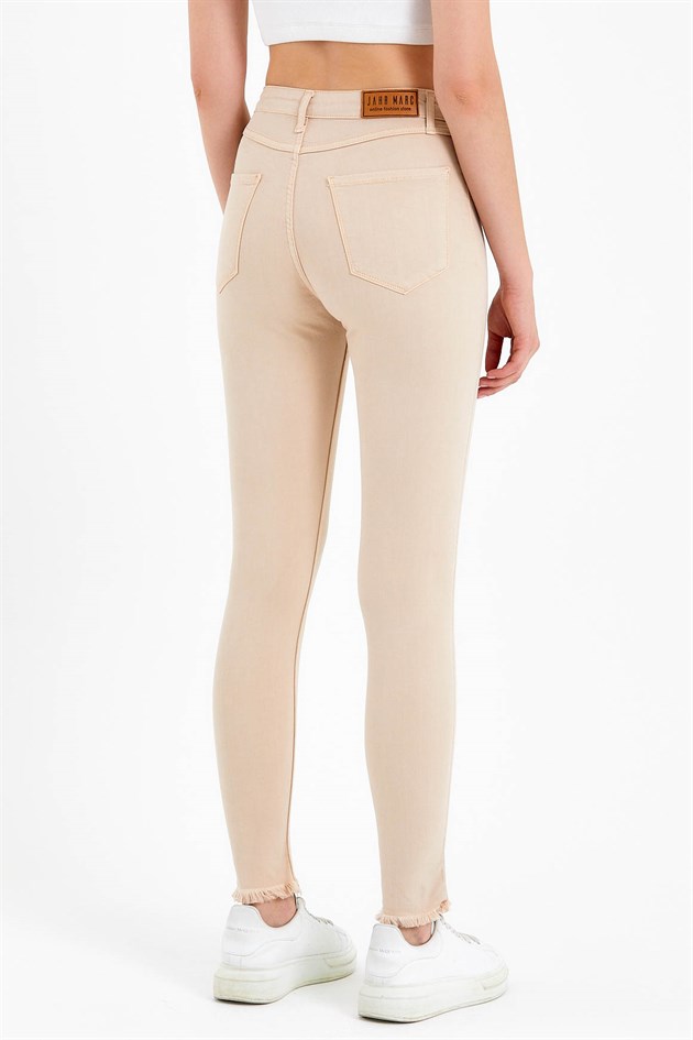 High Waisted Super Skinny Fit Jeans in Beige