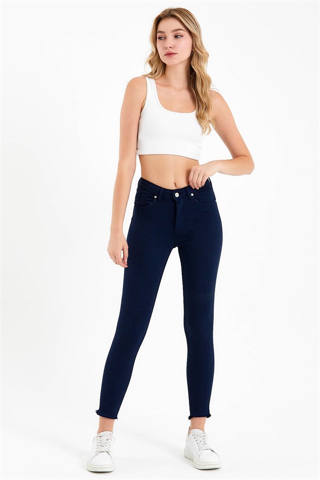 High Waisted Super Skinny Fit Jeans in Navy