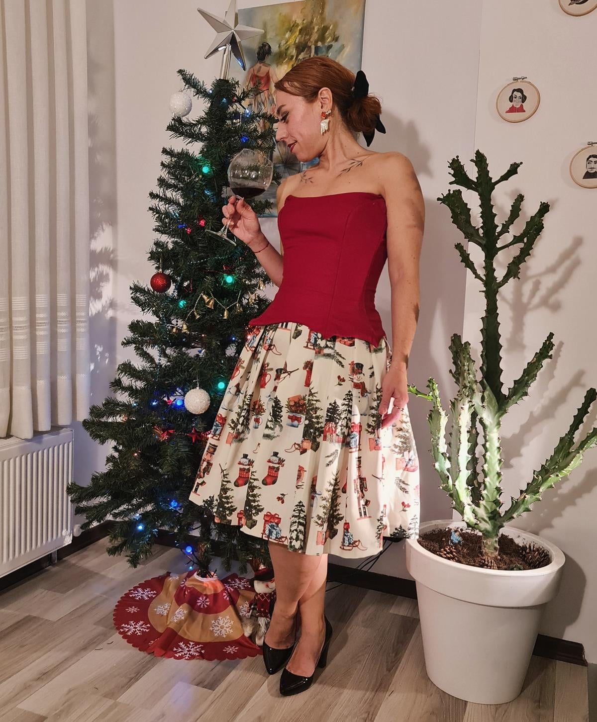 Carol Yeni Yıl Desenli Kadın Etek