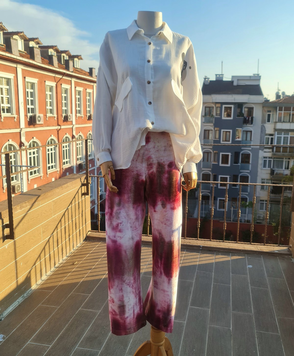 Desenli Kadife Bayan Pantolon