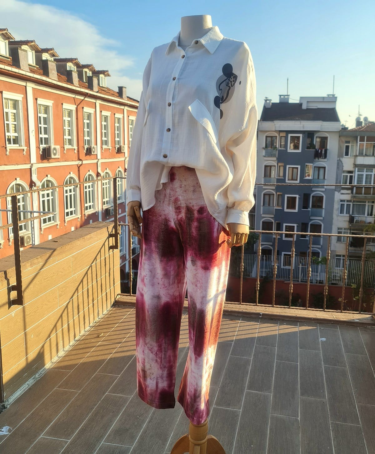 Desenli Kadife Bayan Pantolon