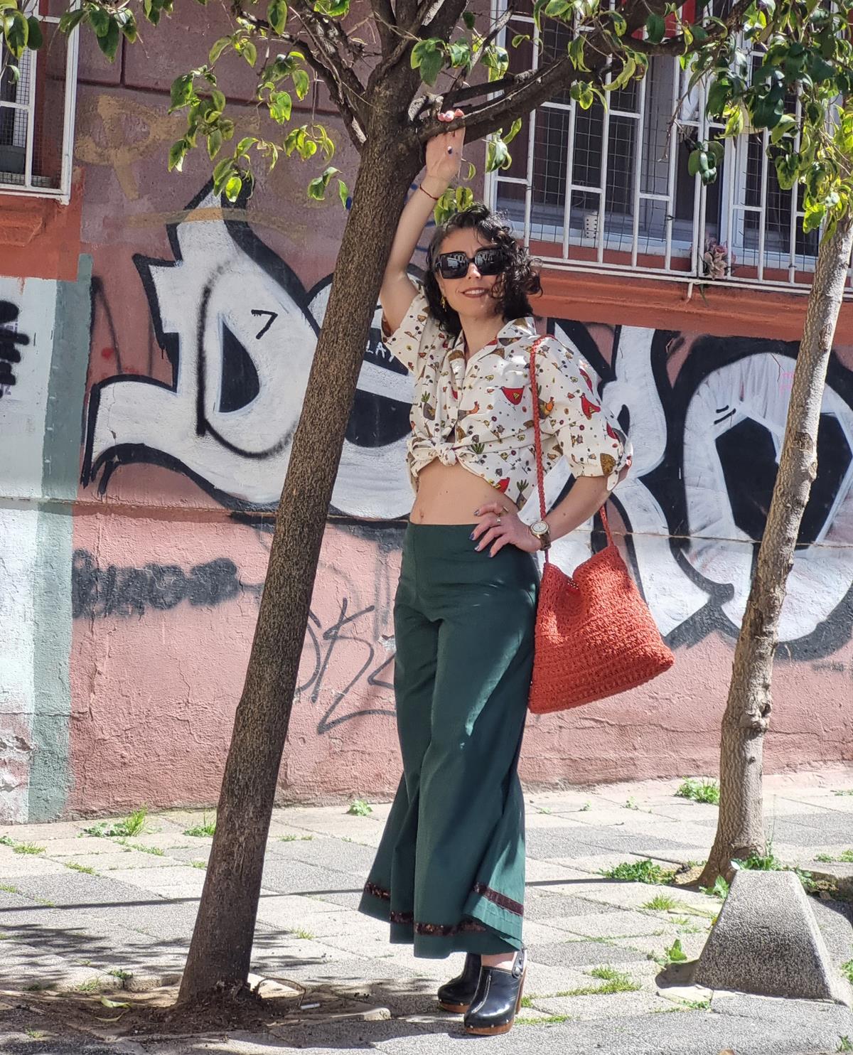 Doğa Yeşil Renk Geniş Paça Pantolon
