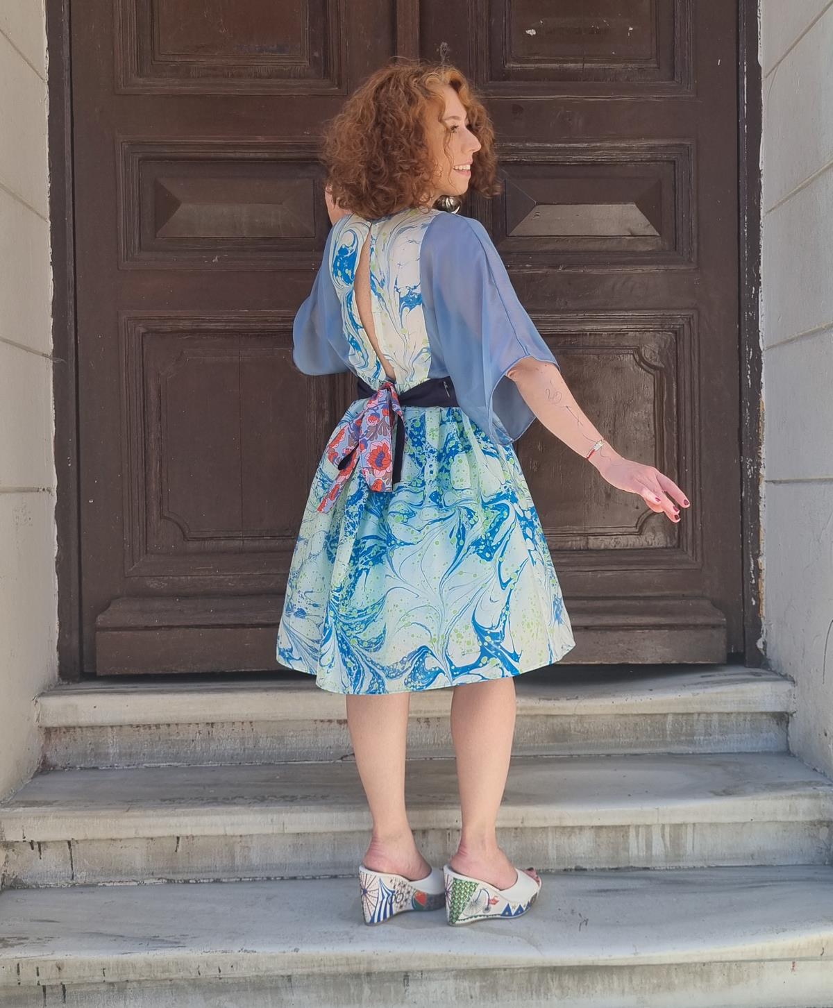 İsis Ebru Desenli Elbise