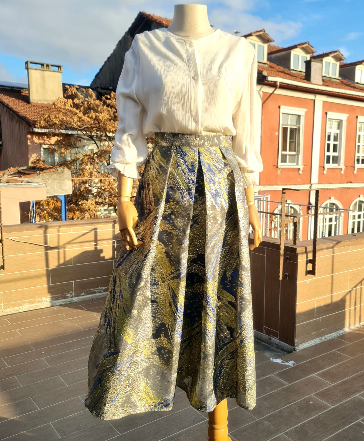 Parlak Desenli Organze Etek