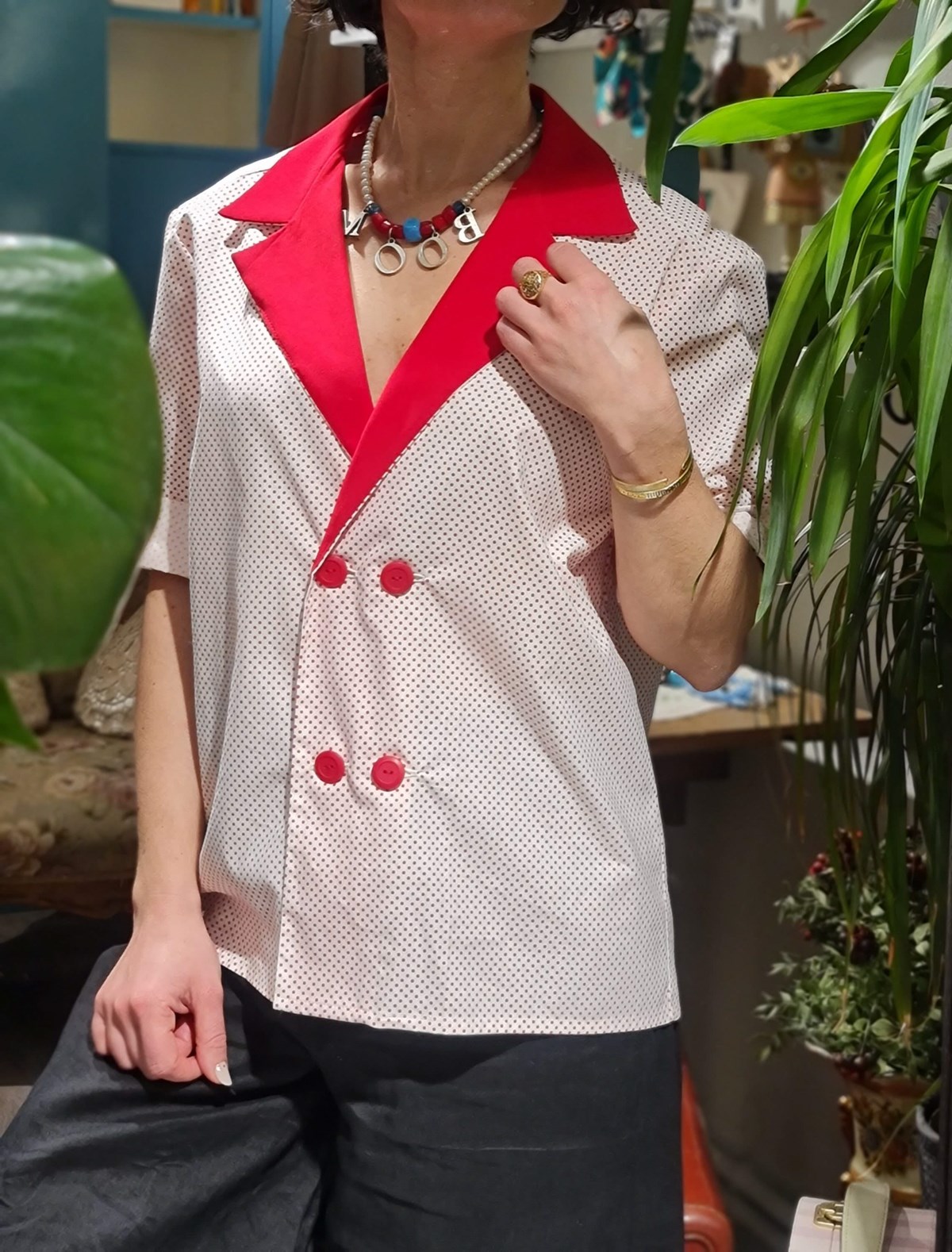 Retro Puantiye Gömlek