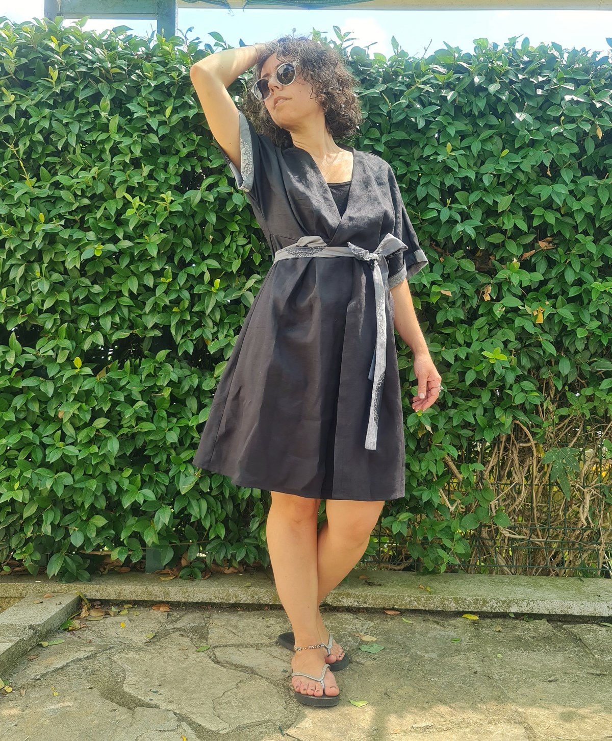 Siyah Keten Kimono