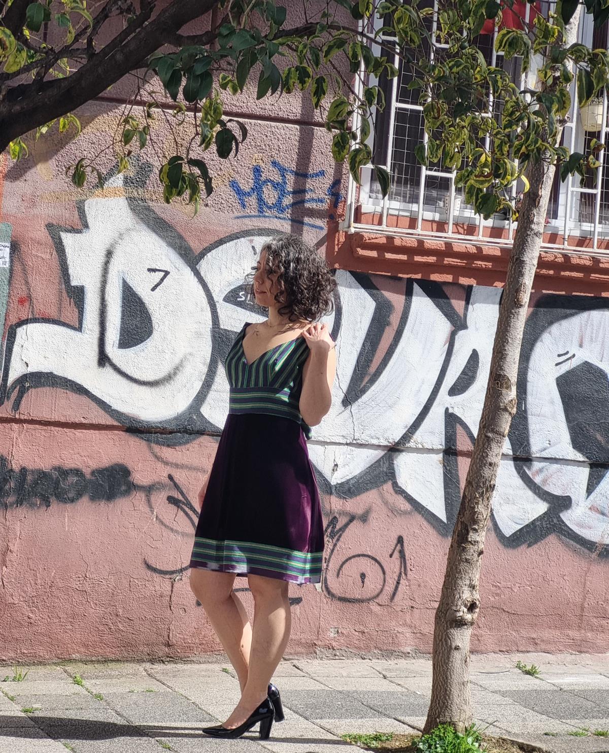 Sofia Kutnu Kadife Elbise