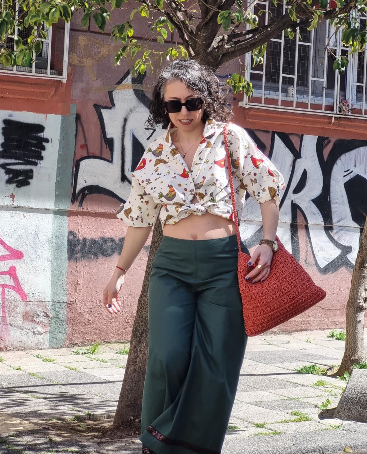 Tavuk Desenli Kadın Gömlek