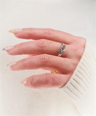 925k Beyaz Gümüş Sarı Opalit Taşlı Kadın Yüzük