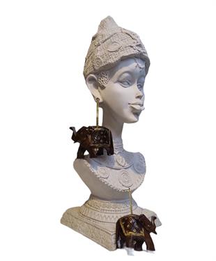 Ahşap Fil Gümüş Küpe