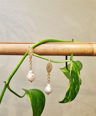 Altın Barok İnci Küpe