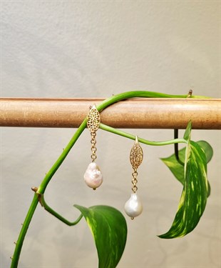 Altın Barok İnci Küpe