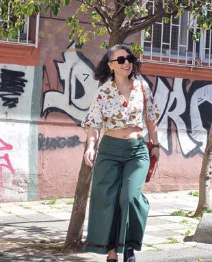 Doğa Yeşil Renk Geniş Paça Pantolon