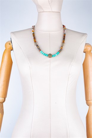 Doğal Taş Kuş Uzun Kolye