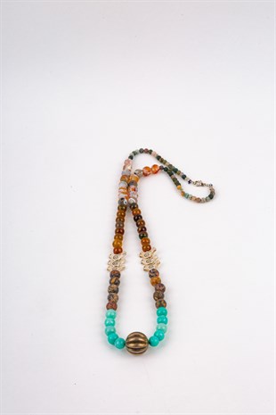 Doğal Taş Kuş Uzun Kolye