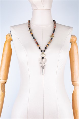 Doğal Taş Tasarım Makas Kolye 