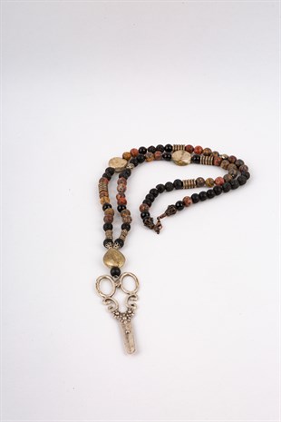 Doğal Taş Tasarım Makas Kolye 