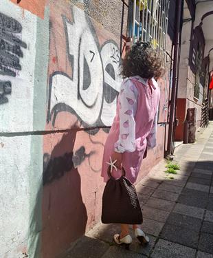 Dondurma Desenli Pamuk Pembe Bebe Yaka Elbise