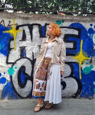 El Boyaması Boho Jean Ceket