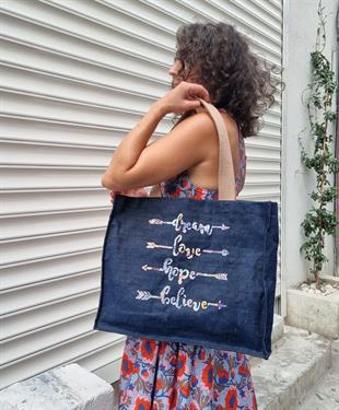 Jean Motto Tote Bag