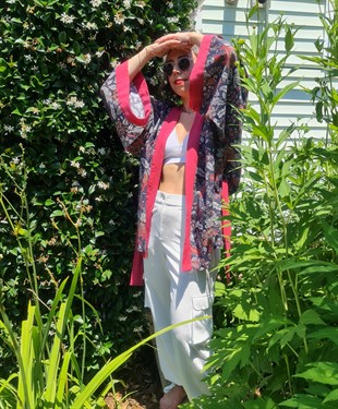 Lacivert Kısa Kimono